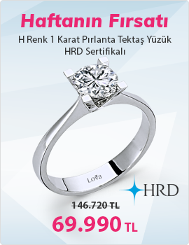 H Renk 1 Karat Pırlanta Tektaş Yüzük - HRD Sertifikalı (Haftanın Fırsatı - Son Gün 10 Kasım Pazar)