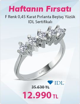 F Renk 0,45 Karat Pırlanta Beştaş Yüzük - IDL Sertifikalı (Haftanın Fırsatı - Son Gün 22 Eylül Pazar)