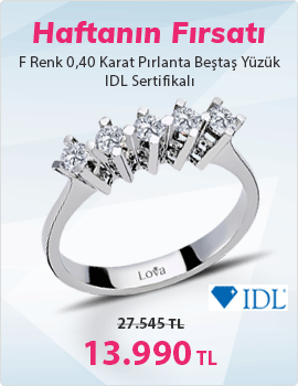 F Renk 0,40 Karat Pırlanta Beştaş Yüzük - IDL Sertifikalı (Haftanın Fırsatı - Son Gün 25 Kasım Pazar)