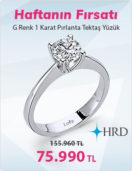 G Renk 1 Karat Pırlanta Tektaş Yüzük - HRD Sertifikalı (Haftanın Fırsatı - Son Gün 26 Ocak Pazar)