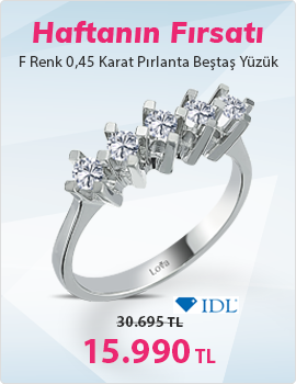 F Renk 0,45 Karat Pırlanta Beştaş Yüzük - IDL Sertifikalı (Haftanın Fırsatı - Son Gün 26 Ocak Pazar)