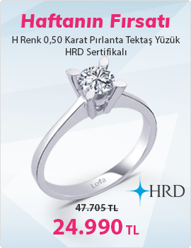 H Renk 0,50 Karat Pırlanta Tektaş Yüzük - HRD Sertifikalı (Haftanın Fırsatı - Son Gün 1 Aralık Pazar)