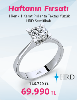 H Renk 1 Karat Pırlanta Tektaş Yüzük - HRD Sertifikalı (Haftanın Fırsatı - Son Gün 1 Aralık Pazar)