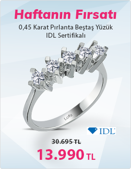 F Renk 0,45 Karat Pırlanta Beştaş Yüzük - IDL Sertifikalı (Haftanın Fırsatı - Son Gün 3 Kasım Pazar)